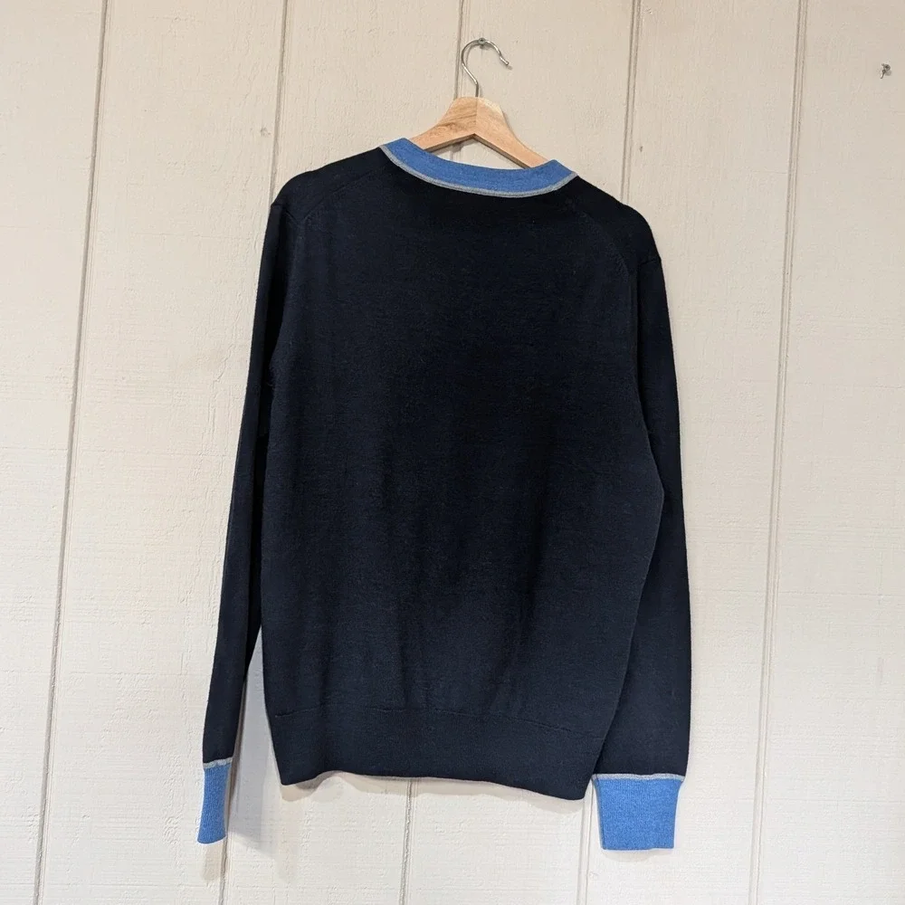 Banana Republic Extra-fine‎ Merino Wool Contrast-trim cardigan Navy Mens L